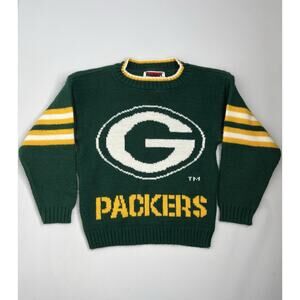 Vintage Green Bay Packers Knit NFL Football Barrel Sweater Kids USA Size L (7)